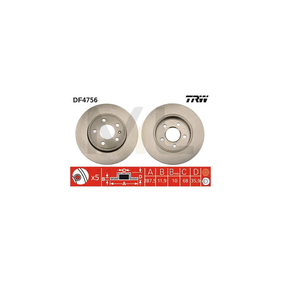 TRW DF4756 Brake Disc Solid, Painted | ML Performance Car Parts