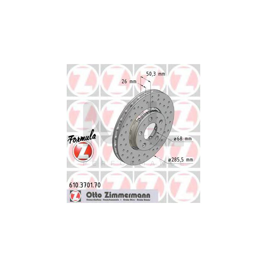 ZIMMERMANN FORMULA Z COAT Z 610.3701.70 Brake Disc Perforated, Vented | ML Performance Car Parts