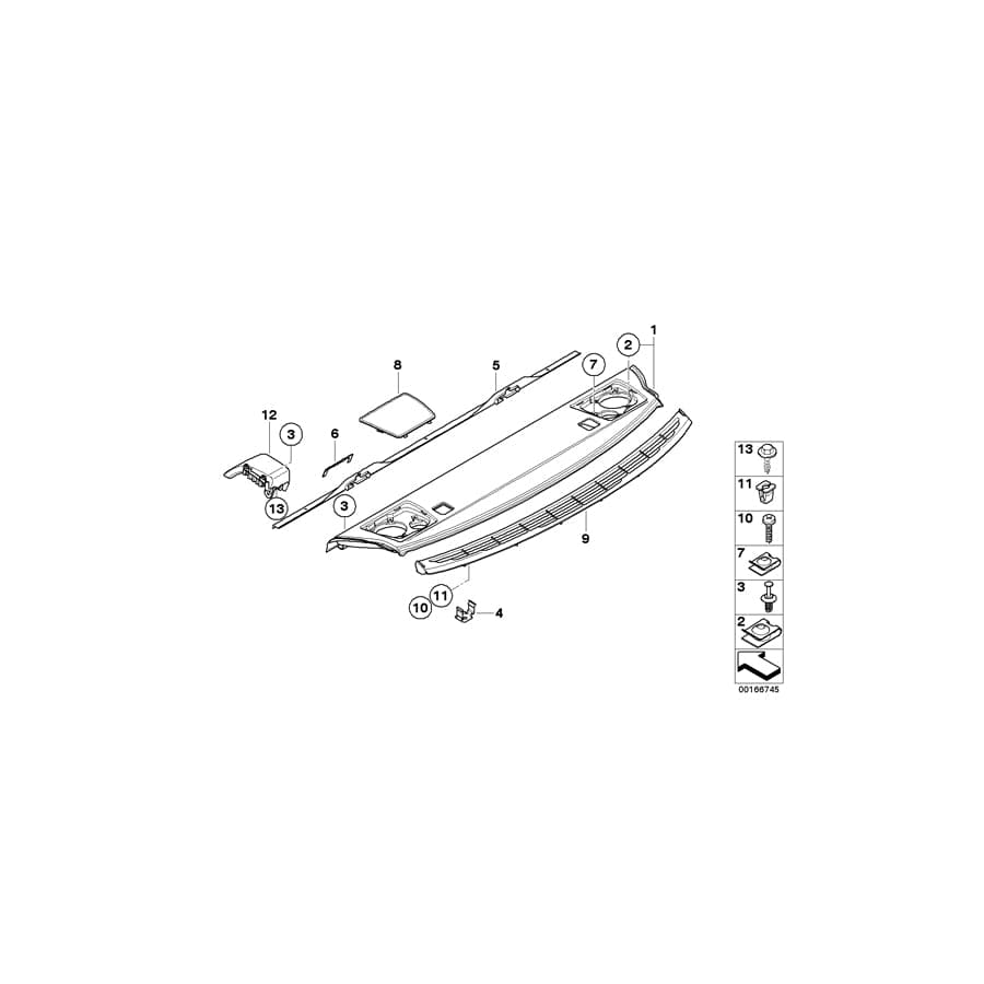 Genuine BMW 51462996330 E82 Rear Window Shelf ANTHRAZIT (Inc. 120d, 123d & 120i) | ML Performance UK Car Parts