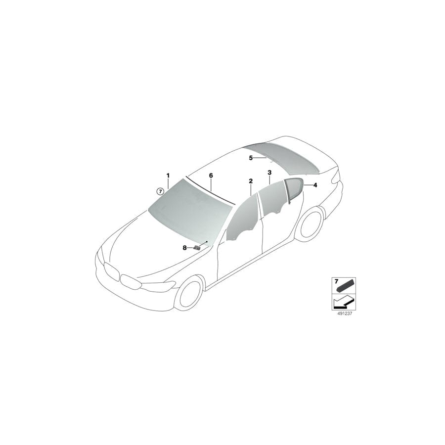 Genuine BMW 51337339456 G30 G31 F90 Side Window, Green, Door, Front Right ESG (Inc. 518d, 520d & M550dX) | ML Performance UK Car Parts