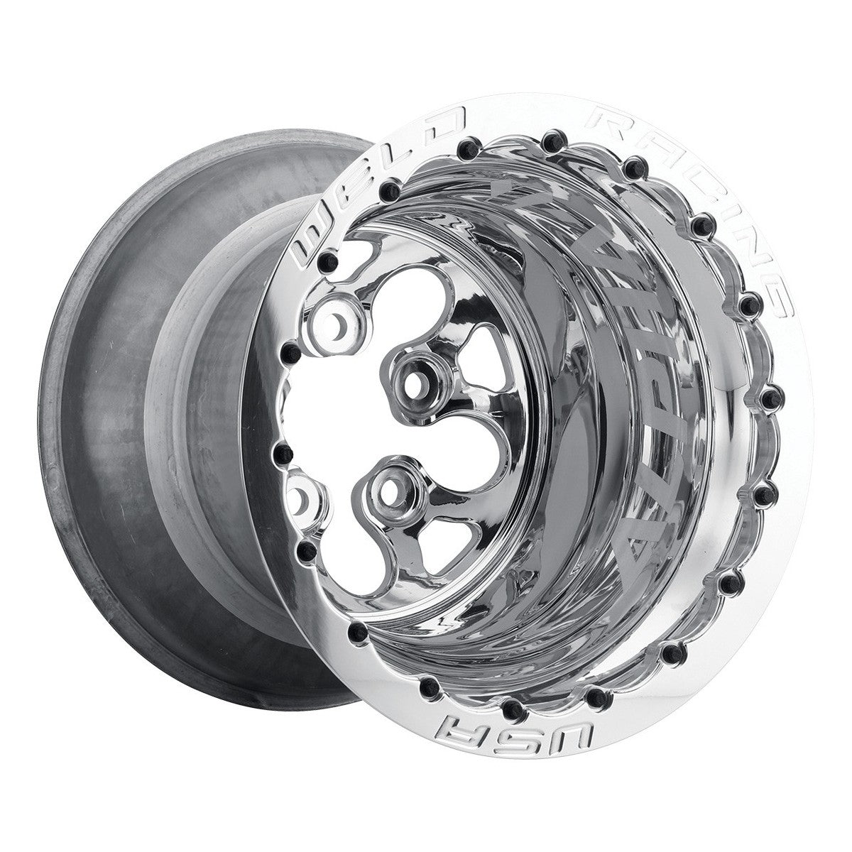 Weld 83P-510280MPS Alpha-1 Wheel 15x10 5x4.75 ET-13 BS5 Polished Center - Polished Shell