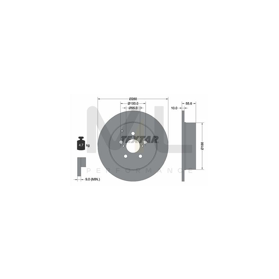 TEXTAR 92135700 Brake Disc for TOYOTA AVENSIS Solid, without wheel hub, without wheel studs | ML Performance Car Parts