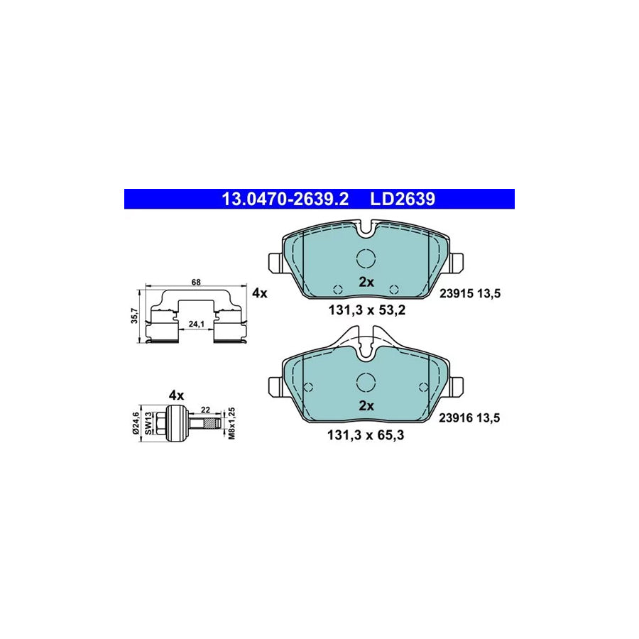 ATE 13.0470-2639.2 Brake Pad Set For Bmw I3 (I01)