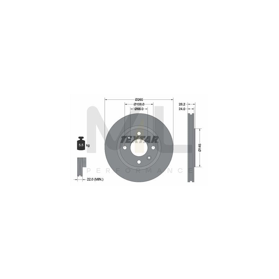 TEXTAR PRO 92078603 Brake Disc for PEUGEOT 406 Externally Vented, Coated, without wheel hub, without wheel studs | ML Performance Car Parts