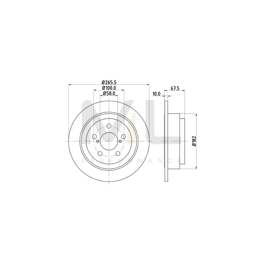 HELLA 8DD 355 105-331 Brake Disc Solid, without wheel hub, without wheel studs | ML Performance Car Parts