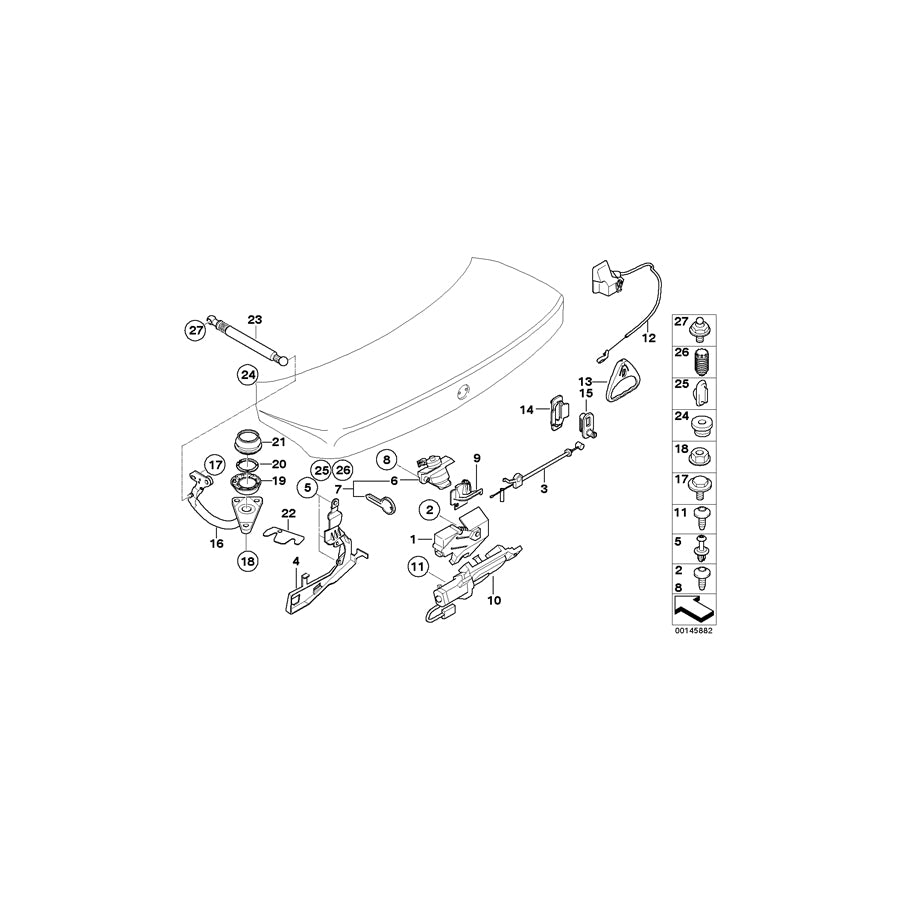 Genuine BMW 51247014871 E66 E65 E67 Bowden Cable, Trunk Lid (Inc. 745Li, 760Li & 760i) | ML Performance UK Car Parts