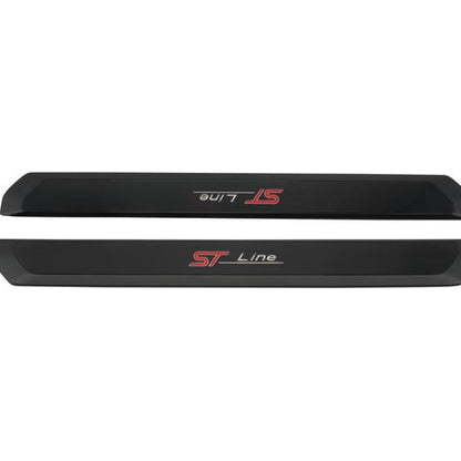 GENUINE FORD 2544752 FIESTA SCUFF PLATES FRONT, BLACK WITH RED AND WHITE ILLUMINATED ST-LINE LOGO | ML Performance UK