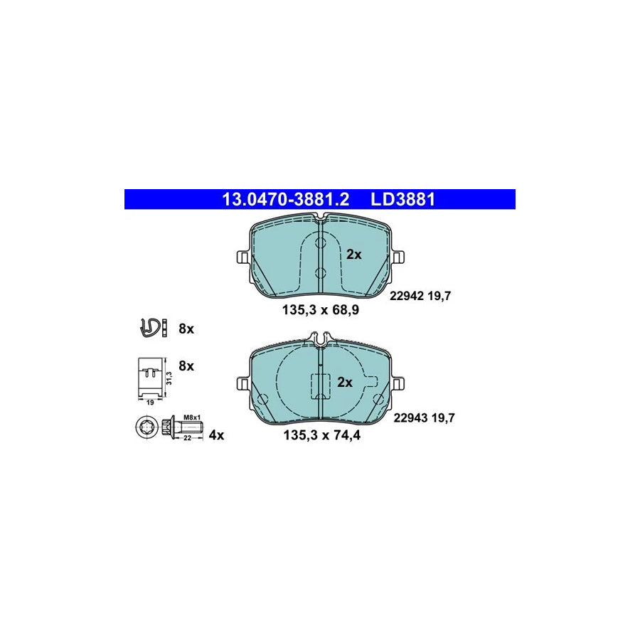 ATE 13.0470-3881.2 Brake Pad Set