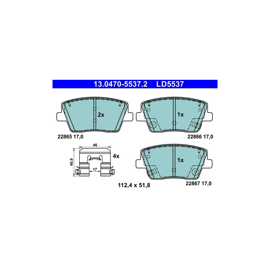 ATE 13.0470-5537.2 Brake Pad Set For Hyundai I30