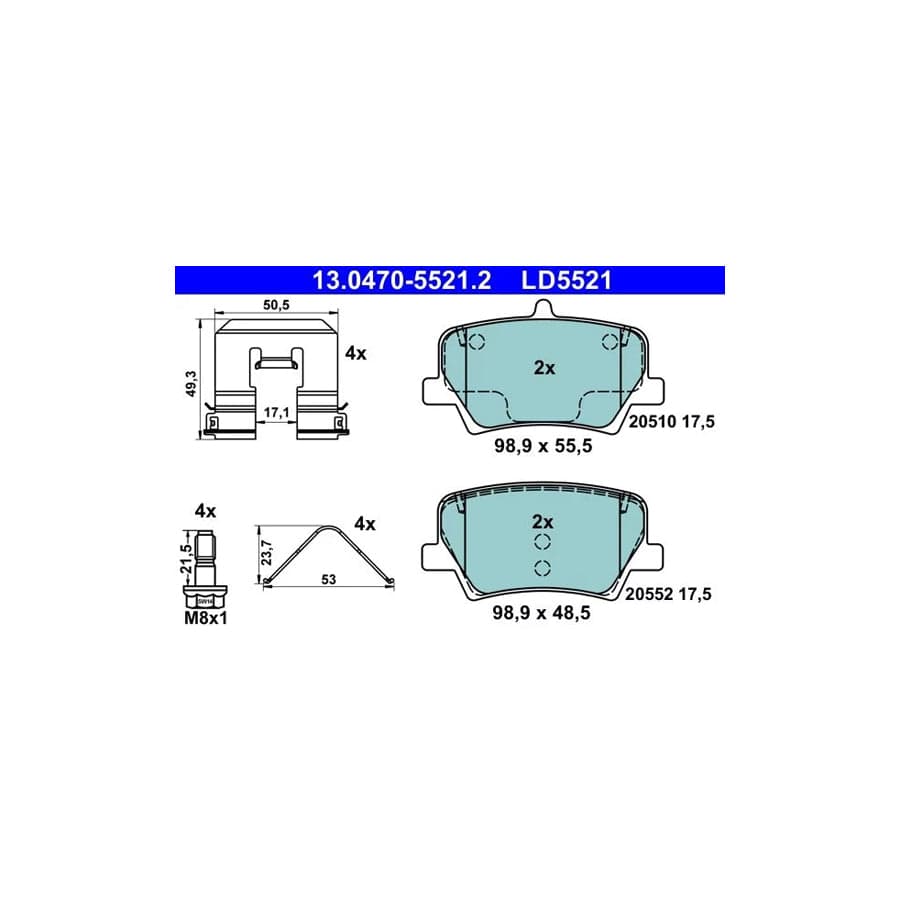 ATE 13.0470-5521.2 Brake Pad Set For Volvo Xc40 (536)