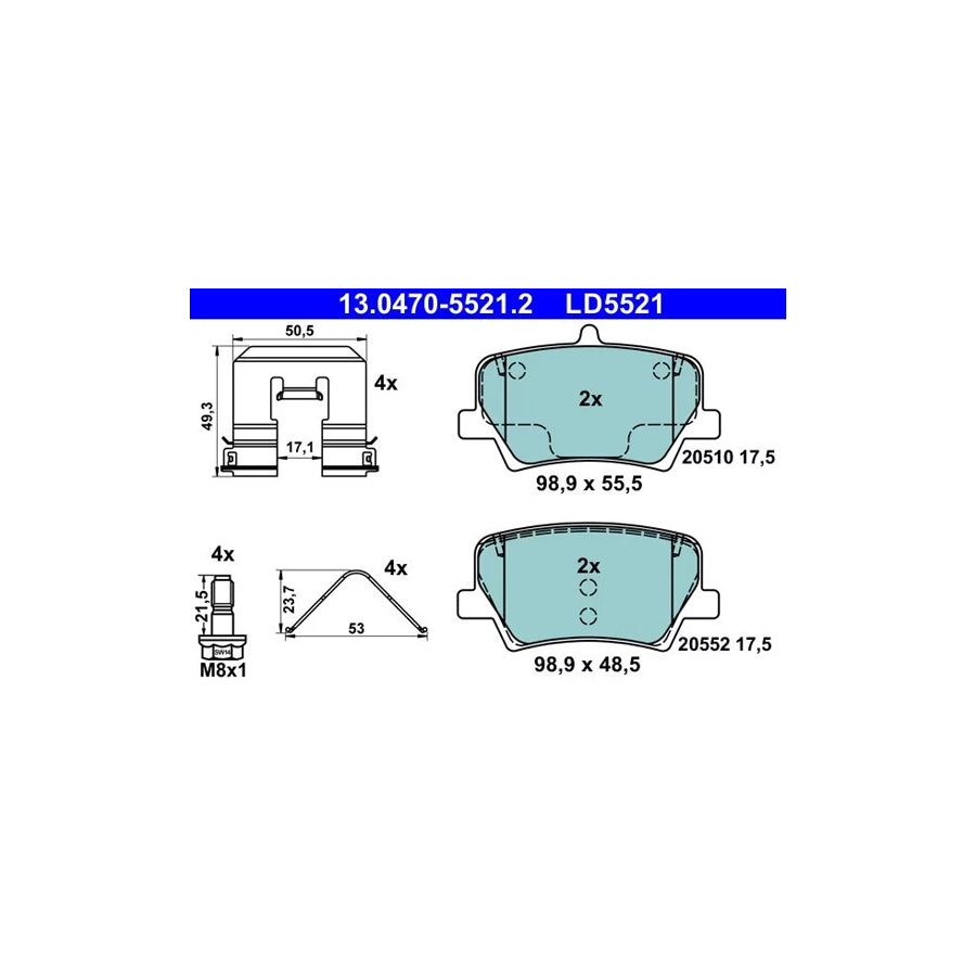 ATE 13.0470-5521.2 Brake Pad Set For Volvo Xc40 (536)