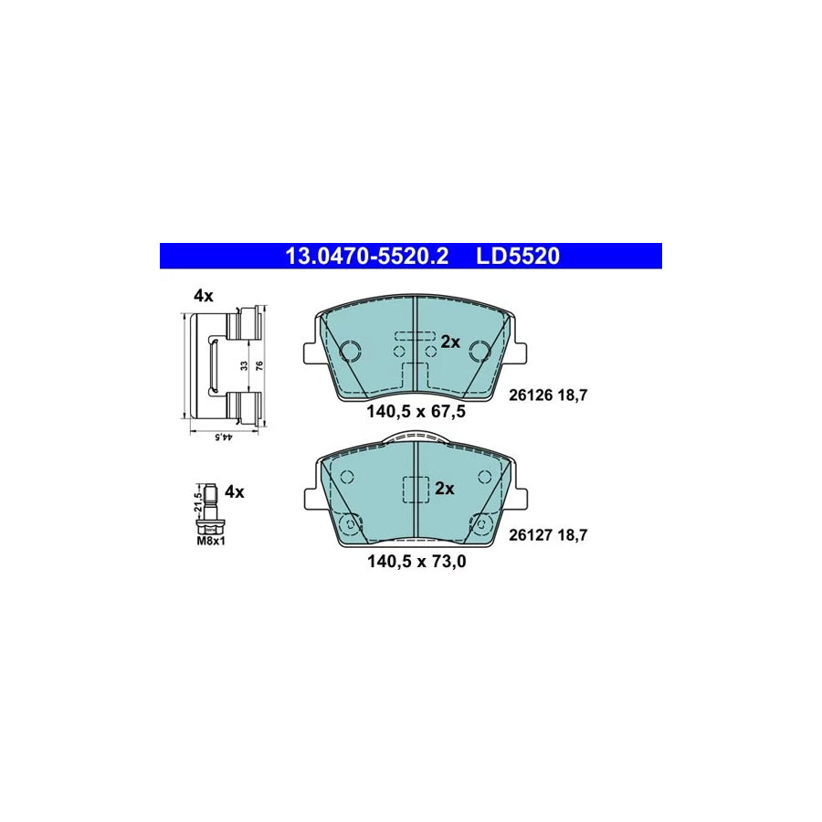 ATE 13.0470-5520.2 Brake Pad Set For Volvo Xc40 (536)