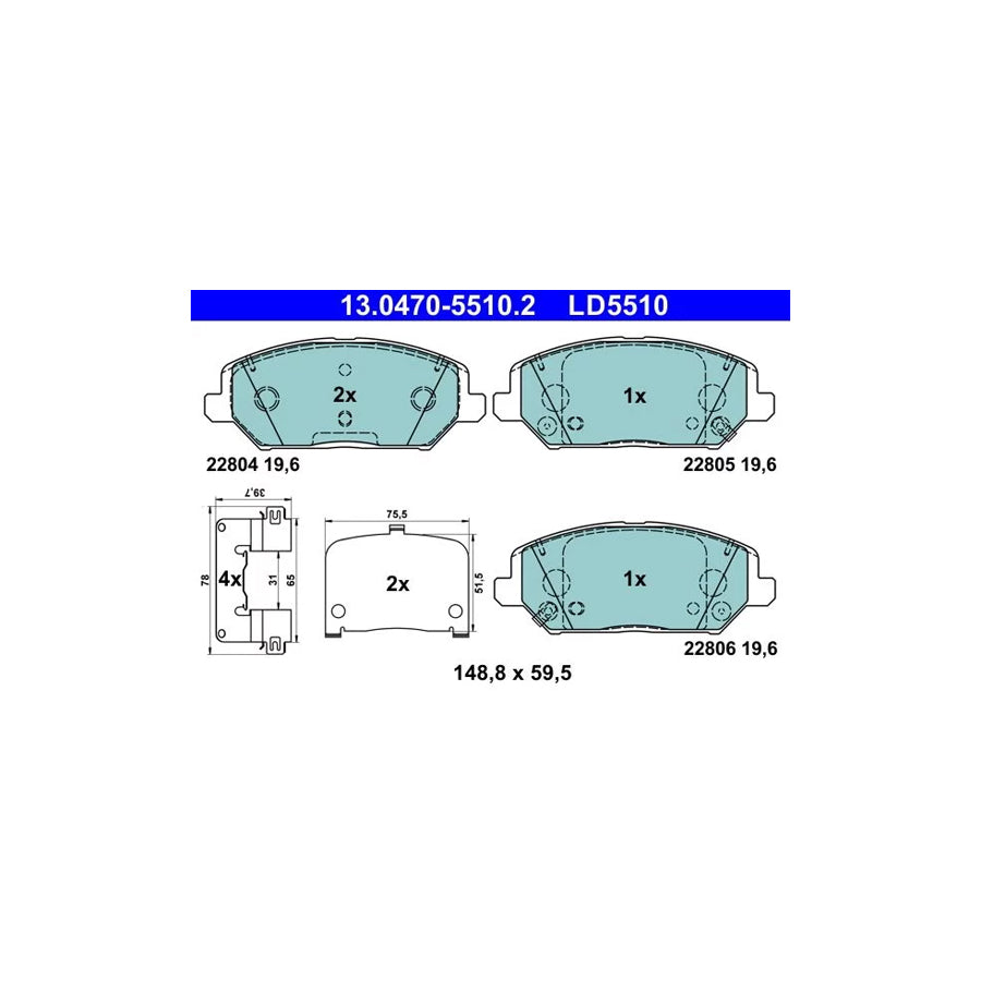 ATE 13.0470-5510.2 Brake Pad Set