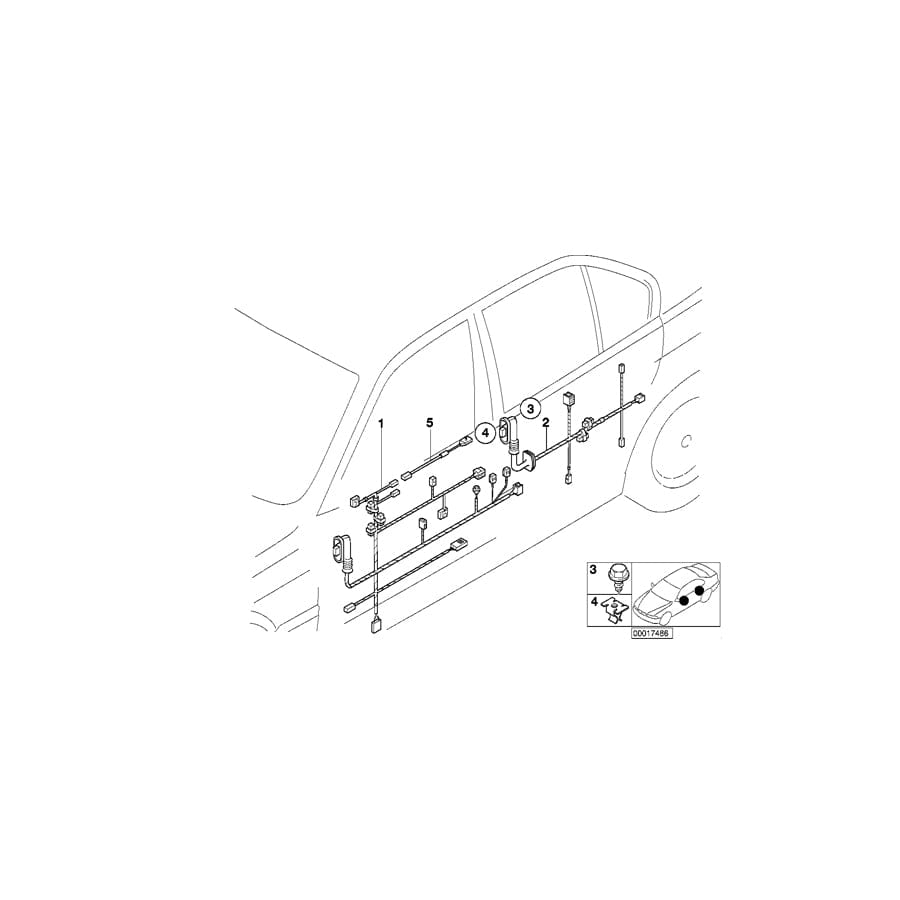 Genuine BMW 61128379050 E36 Wiring Rear Left (Inc. 325tds, 318i & 318is) | ML Performance UK Car Parts