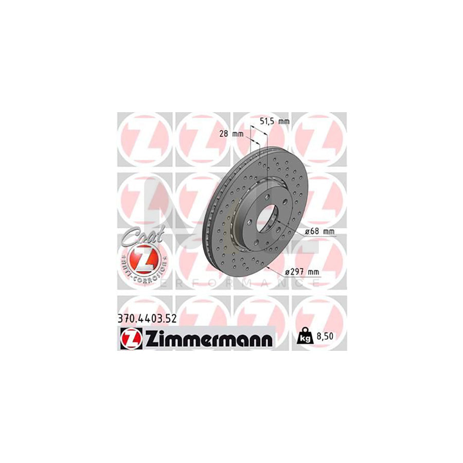 ZIMMERMANN 370.4403.52 Brake Disc for MAZDA CX-5 Externally Vented, Perforated, Coated | ML Performance Car Parts