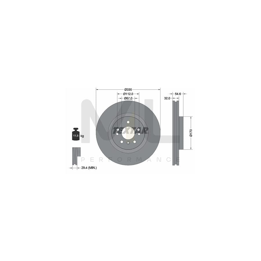 TEXTAR PRO 92150603 Brake Disc Internally Vented, Coated, without wheel hub, without wheel studs | ML Performance Car Parts