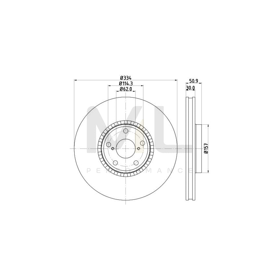 HELLA 8DD 355 112-861 Brake Disc Externally Vented, without wheel hub, without wheel studs | ML Performance Car Parts