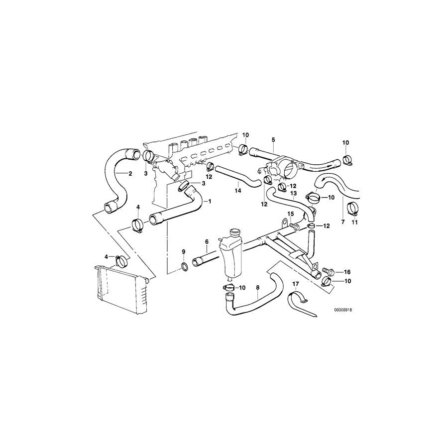 Genuine BMW 11531436988 E36 Water Hose (Inc. Z3 2.8 & Z3 M) | ML Performance UK Car Parts