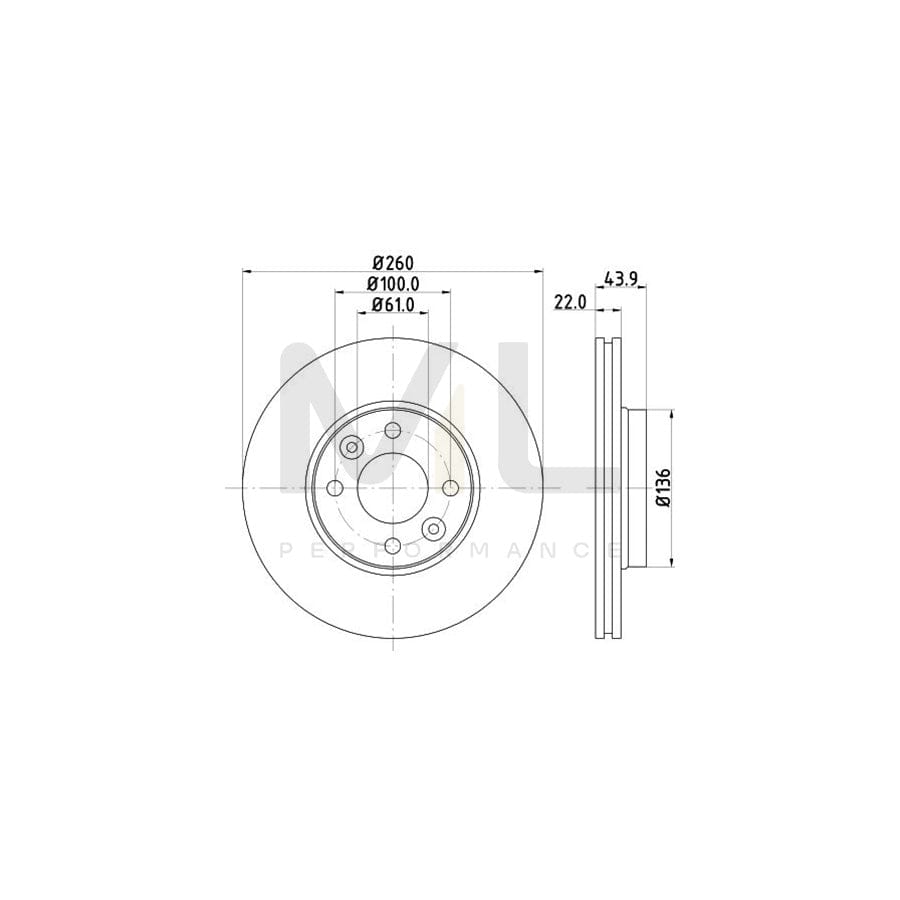 HELLA PRO High Carbon 8DD 355 127-881 Brake Disc Externally Vented, Coated, High-carbon, without wheel hub, without wheel studs | ML Performance Car Parts