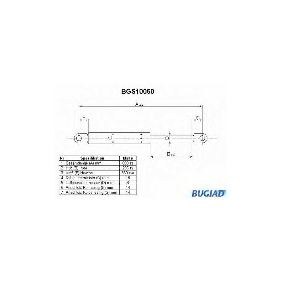 Bugiad BGS10060 Tailgate Strut For Citroën Gs Break