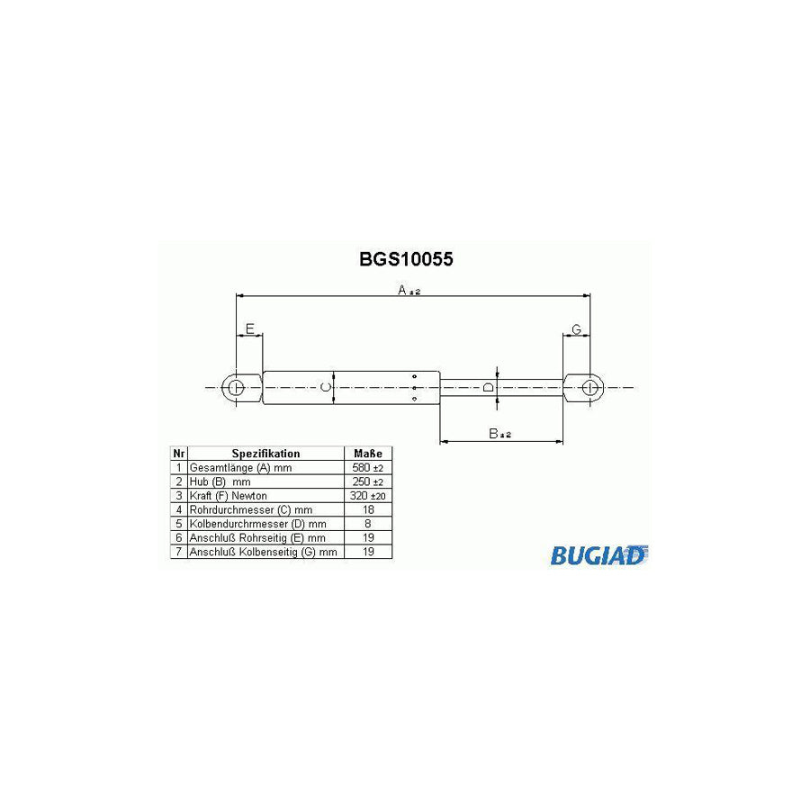 Bugiad BGS10055 Tailgate Strut For Citroën Cx