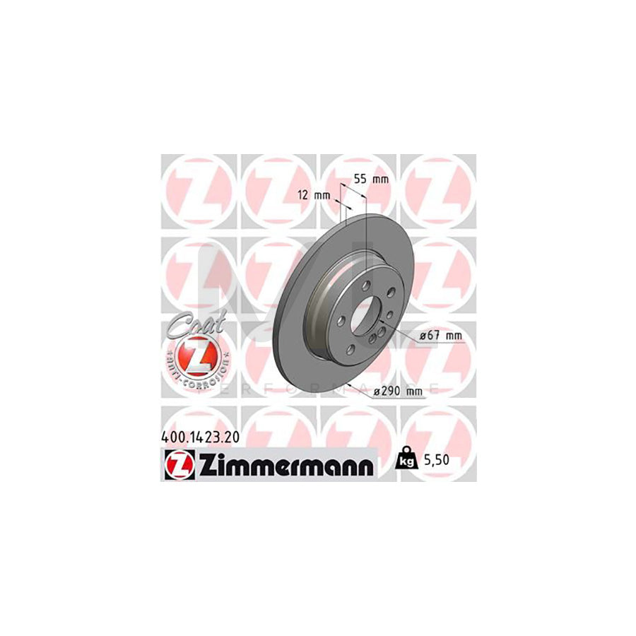 ZIMMERMANN COAT Z 400.1423.20 Brake Disc suitable for MERCEDES-BENZ S-Class Saloon (W140) Solid, Coated | ML Performance Car Parts