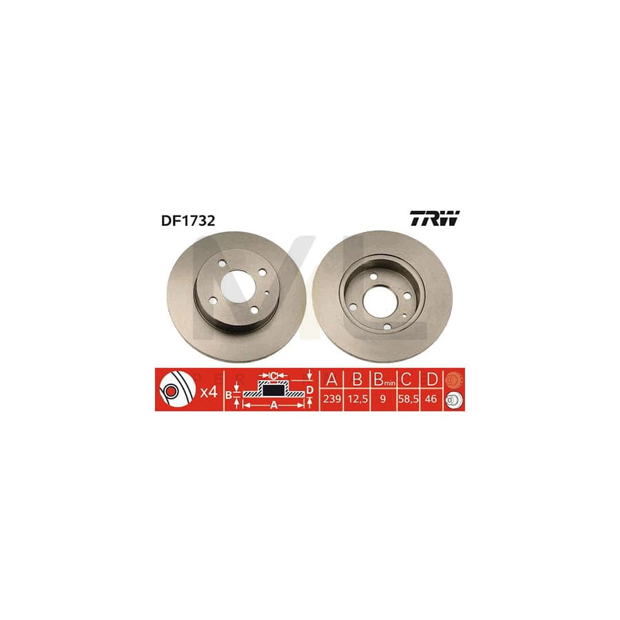 TRW DF1732 Brake Disc Solid, Painted | ML Performance Car Parts