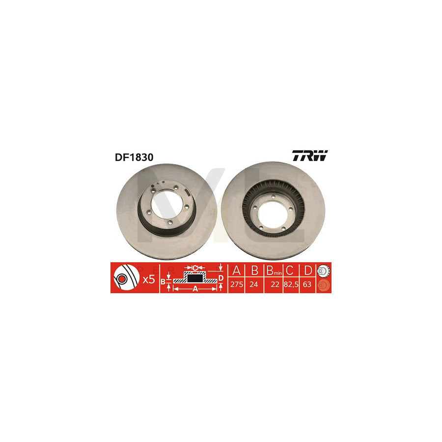 TRW DF1830 Brake Disc Vented | ML Performance Car Parts