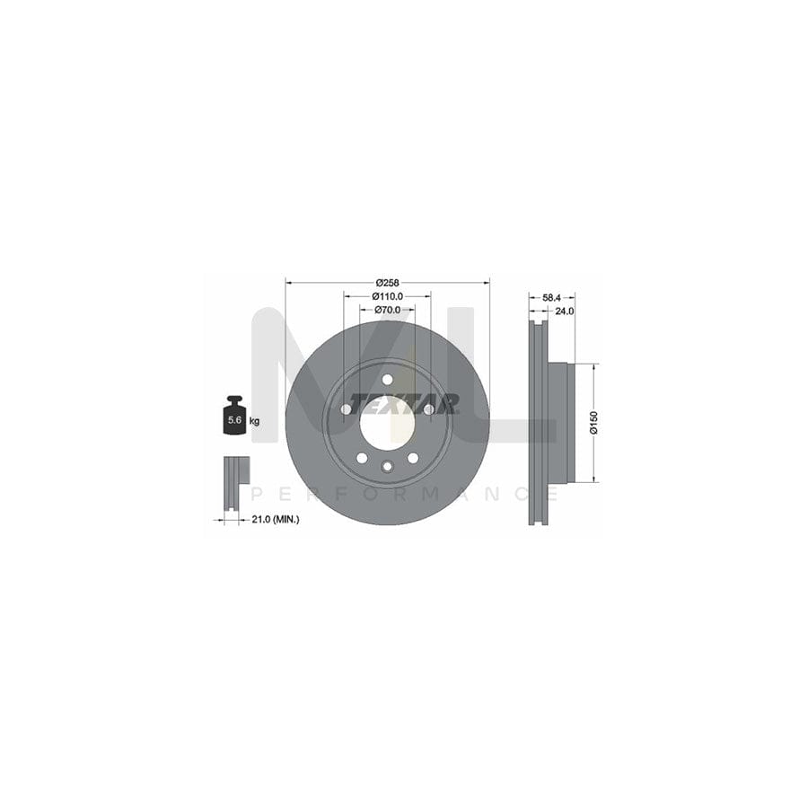 TEXTAR 92038100 Brake Disc Externally Vented, without wheel hub, without wheel studs | ML Performance Car Parts