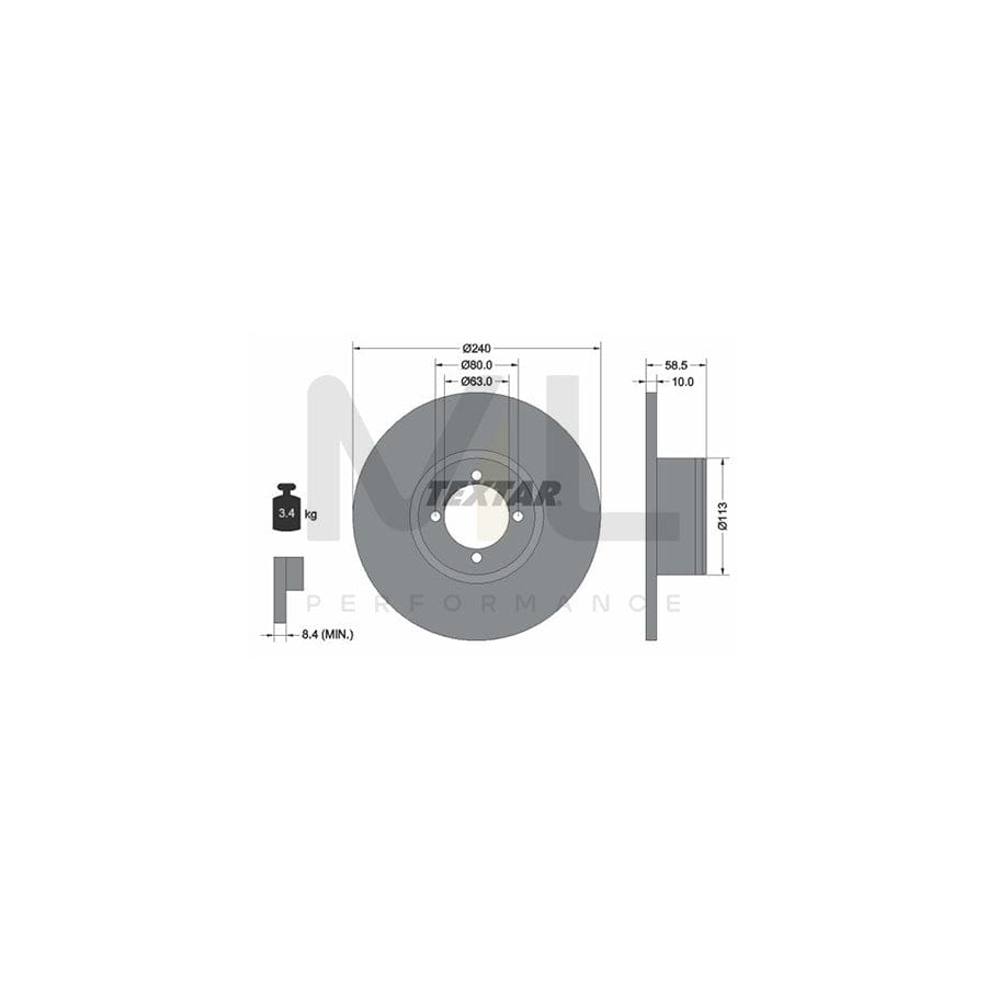 TEXTAR 92001100 Brake Disc Solid, without wheel hub, without wheel studs | ML Performance Car Parts