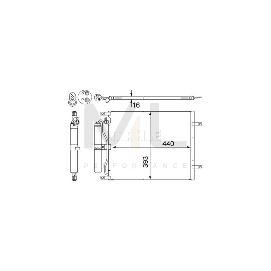 MAHLE ORIGINAL AC 443 000S Air conditioning condenser with dryer, with seal ring | ML Performance Car Parts