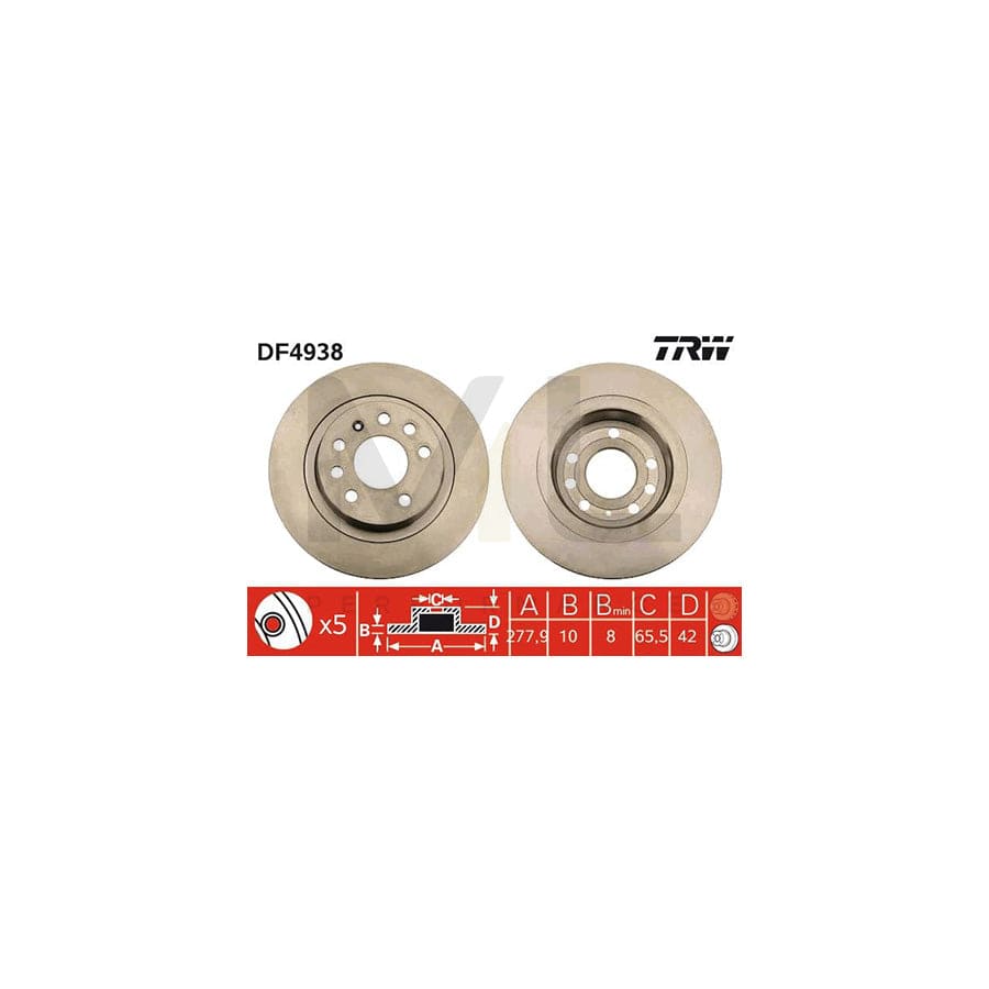 TRW DF4938 Brake Disc Solid, Painted | ML Performance Car Parts