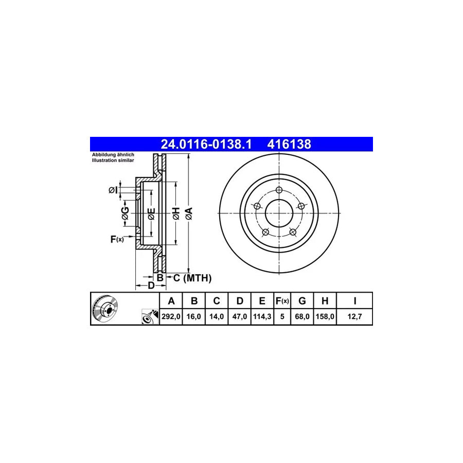 ATE 24.0116-0138.1 Brake Disc