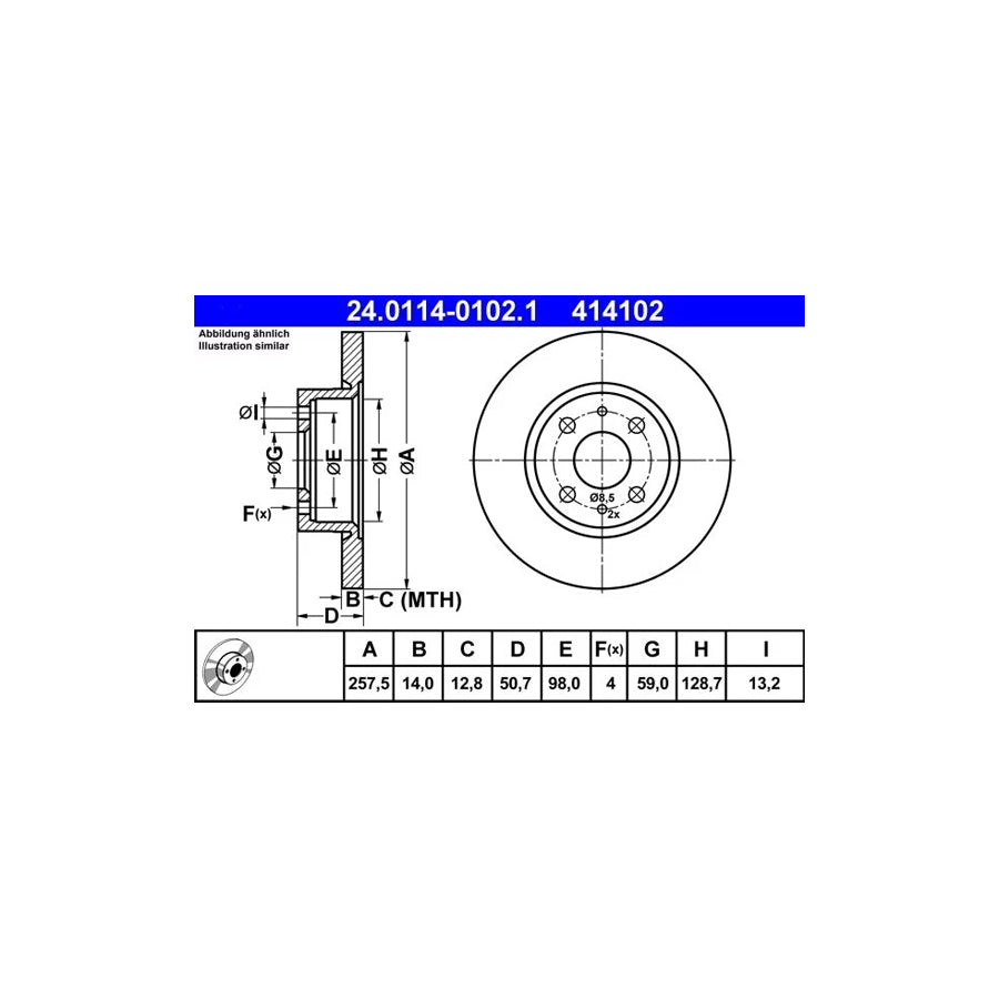 ATE 24.0114-0102.1 Brake Disc