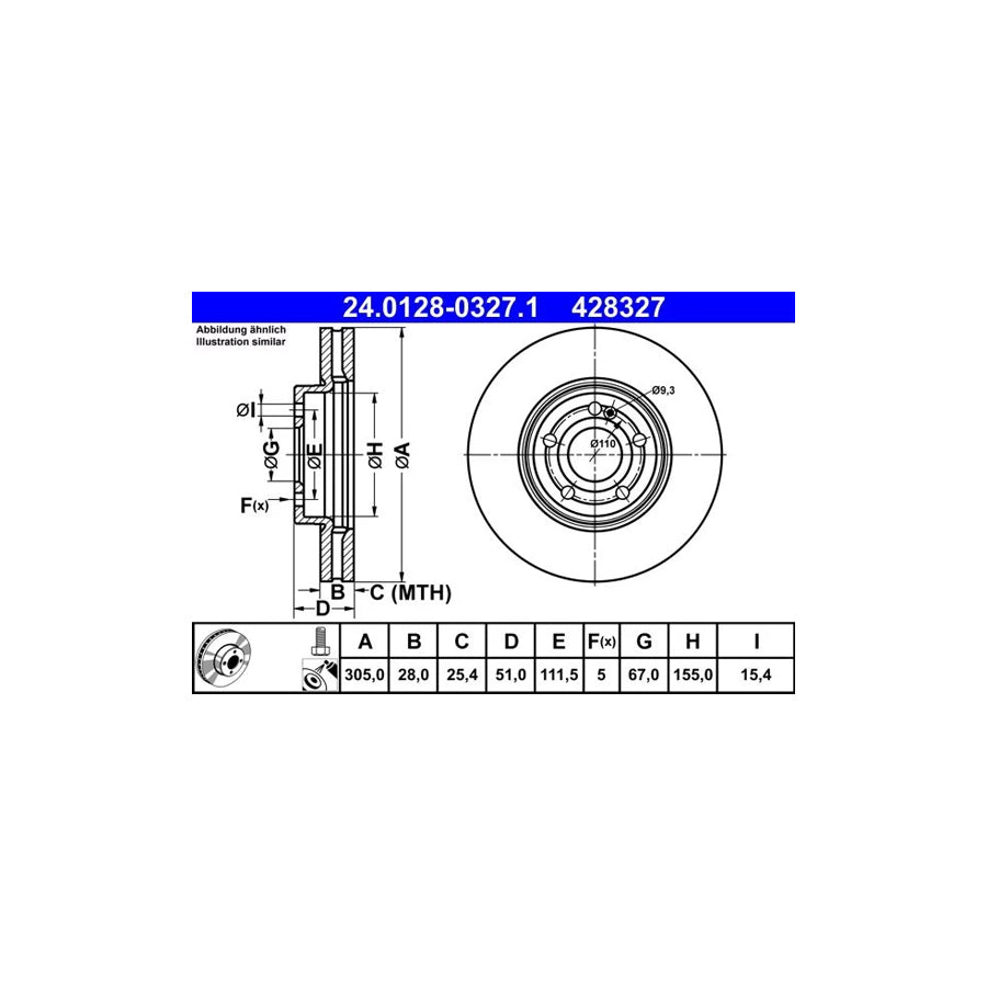 ATE 24.0128-0327.1 Brake Disc