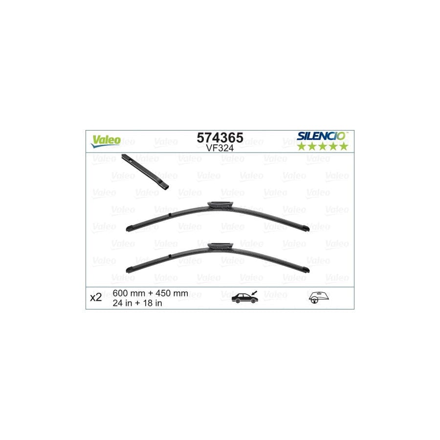 Valeo Silencio Flat Blade Set, Silencio X.Trm 574365 Wiper Blade | ML Performance UK Car Parts