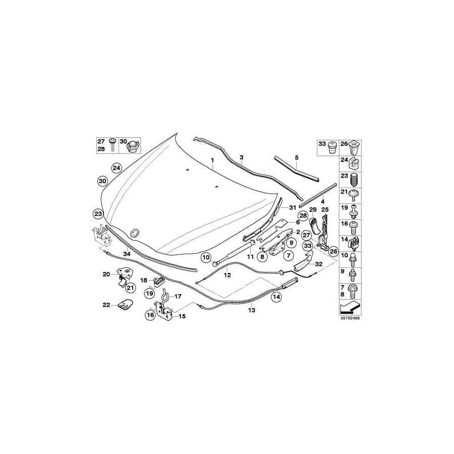 Genuine BMW 51237184451 E63 E64 Bowden Cable, Rear (Inc. 540i) | ML Performance UK Car Parts