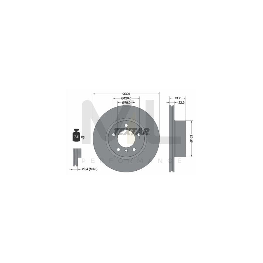 TEXTAR 92238500 Brake Disc Internally Vented, without wheel hub, without wheel studs | ML Performance Car Parts