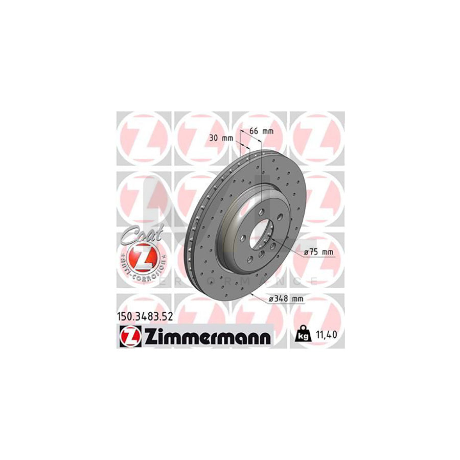 ZIMMERMANN SPORT COAT Z 150.3483.52 Brake Disc Internally Vented, Perforated, Coated, High-carbon | ML Performance Car Parts