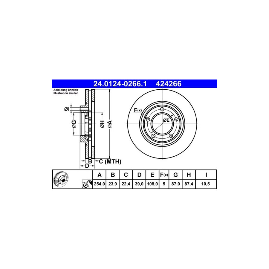 ATE 24.0124-0266.1 Brake Disc