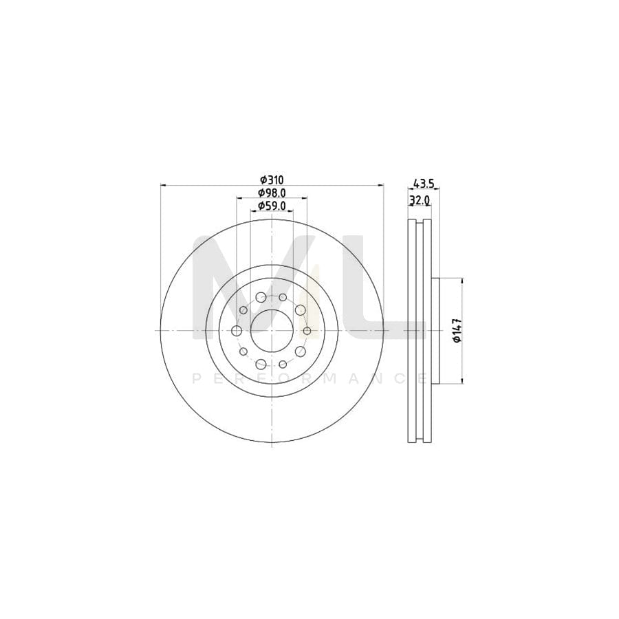 HELLA 8DD 355 109-131 Brake Disc Internally Vented, without wheel hub, without wheel studs | ML Performance Car Parts