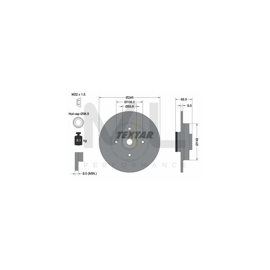 TEXTAR 92133300 Brake Disc Solid, with integrated magnetic sensor ring, with wheel bearing | ML Performance Car Parts