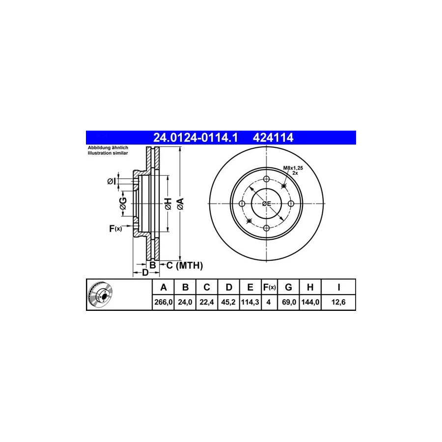 ATE 24.0124-0114.1 Brake Disc