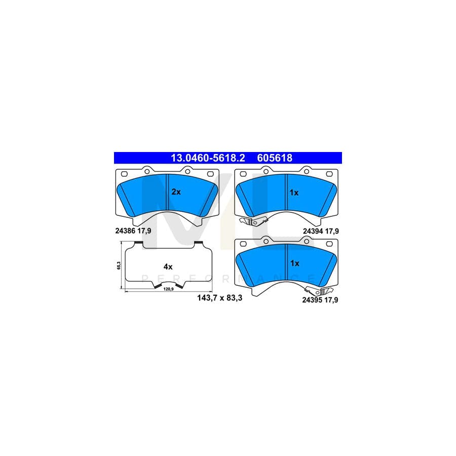 ATE 13.0460-5618.2 Brake pad set with acoustic wear warning, with anti-squeak plate | ML Performance Car Parts