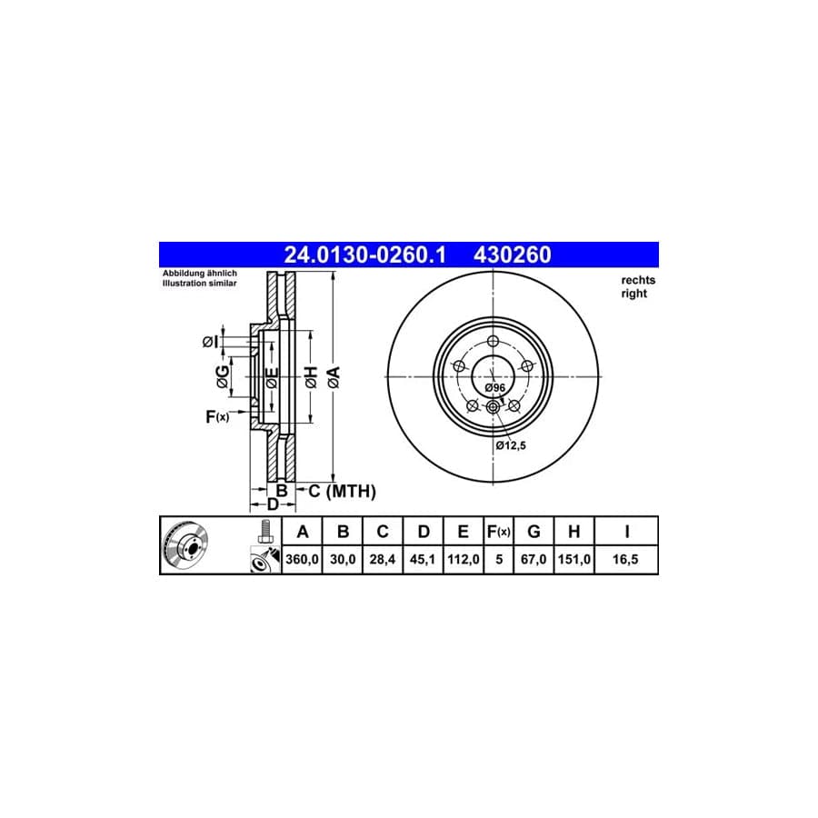 ATE 24.0130-0260.1 Brake Disc