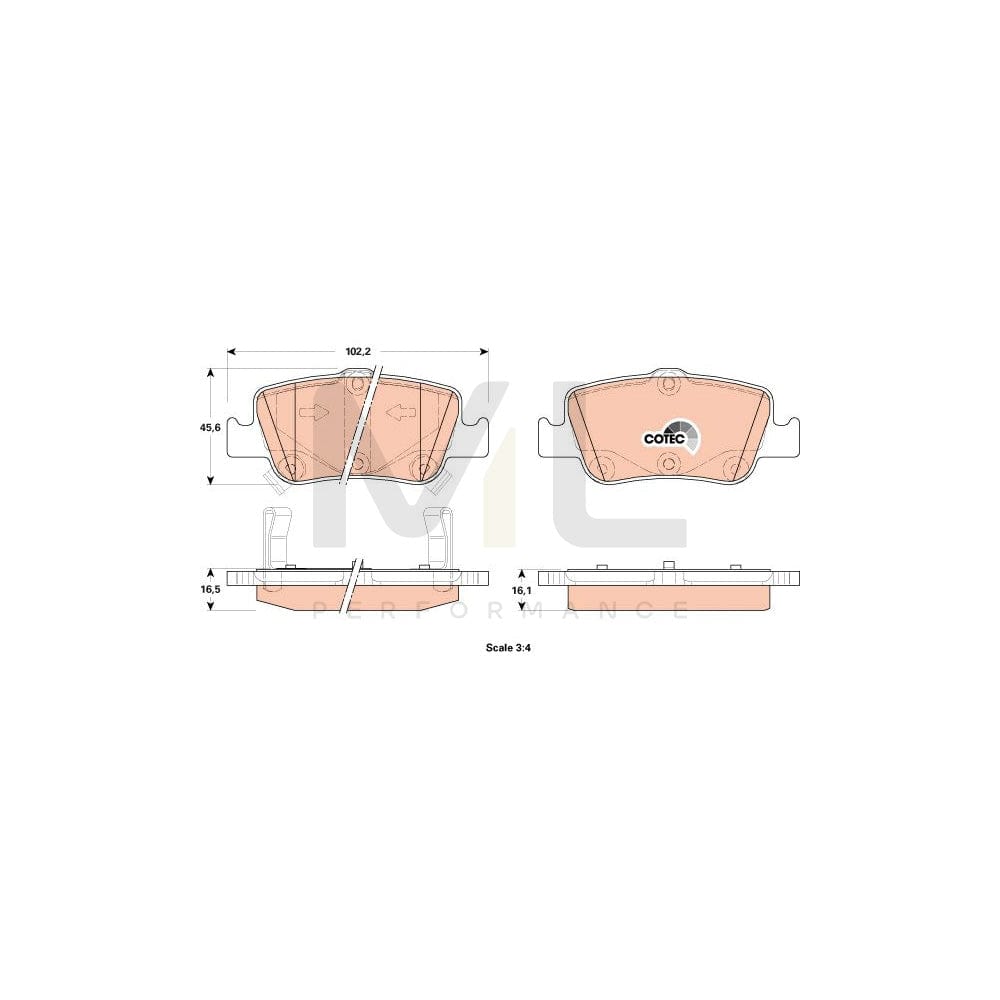 TRW Cotec Gdb3480 Brake Pad Set With Acoustic Wear Warning, With Accessories | ML Performance Car Parts