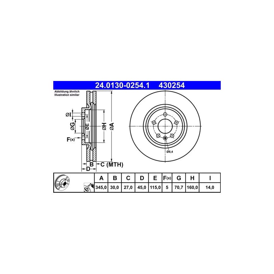 ATE 24.0130-0254.1 Brake Disc