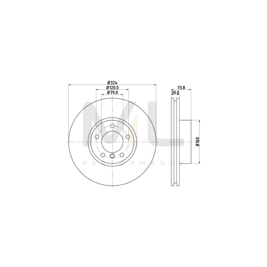 HELLA PRO 8DD 355 107-711 Brake Disc for BMW 5 Series Internally Vented, Coated, without wheel hub, without wheel studs | ML Performance Car Parts