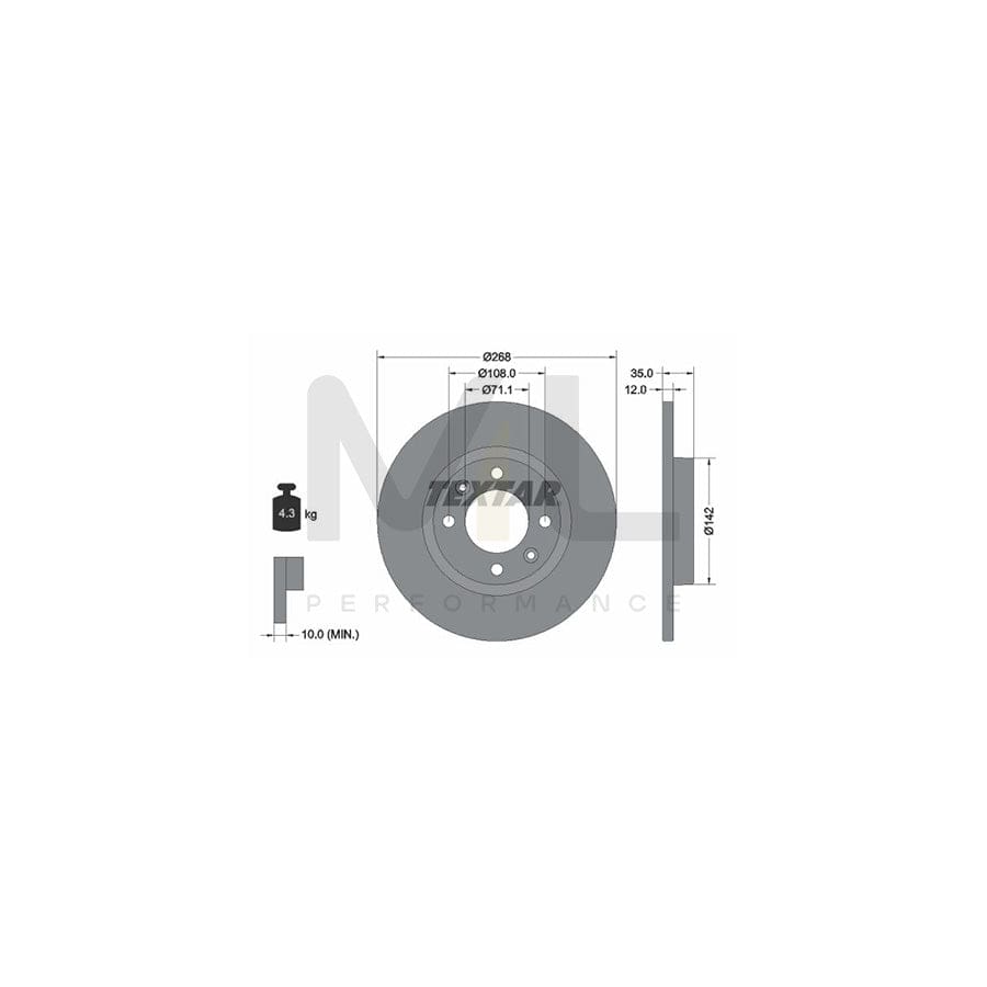 TEXTAR 92325903 Brake Disc Solid, Coated, without wheel hub, without wheel studs | ML Performance Car Parts