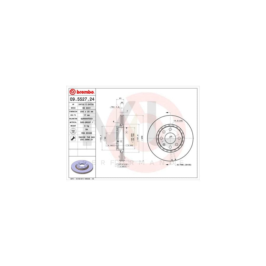 BREMBO 09.5527.24 Brake Disc Internally Vented, with bolts/screws | ML Performance Car Parts